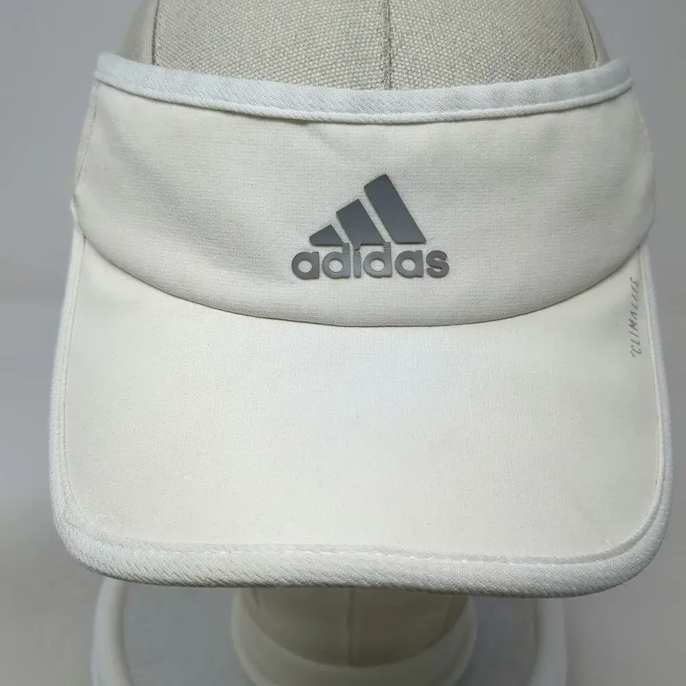 Adidas Visor Hat White One Size Strapback Climalite Silver Logo Performance